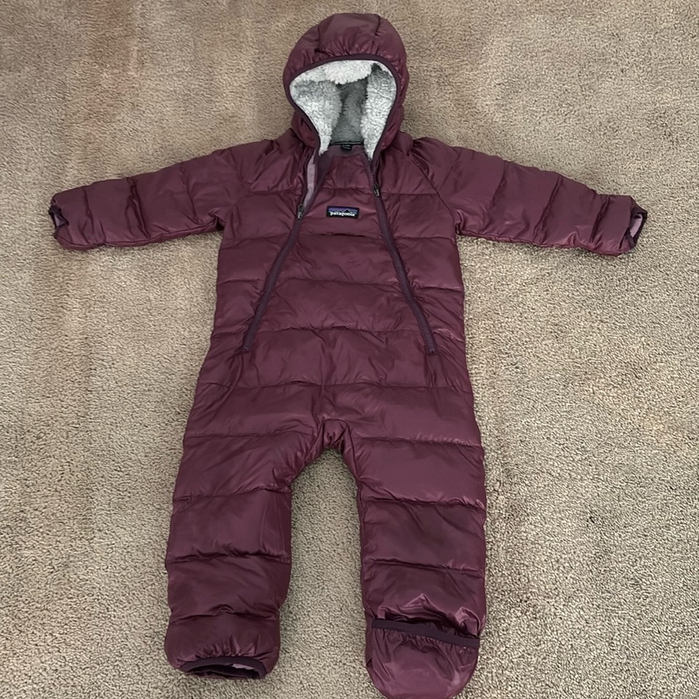 Patagonia 6 - 12 Months Snow puffer Onesie Purple